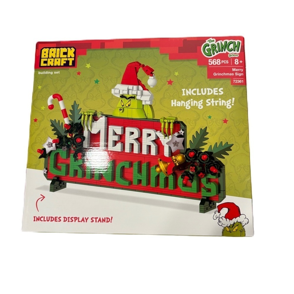 Dr. Seuss Brick Craft Merry Grinchmas Sign Building Set NEW Grinch Christmas